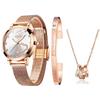 Наручные кварцевые простые нержавеющая сталь подарок на день для женщин OLEVS подарочный набор женские часы, браслет, ожерелье, бренд, милый, стильный,
