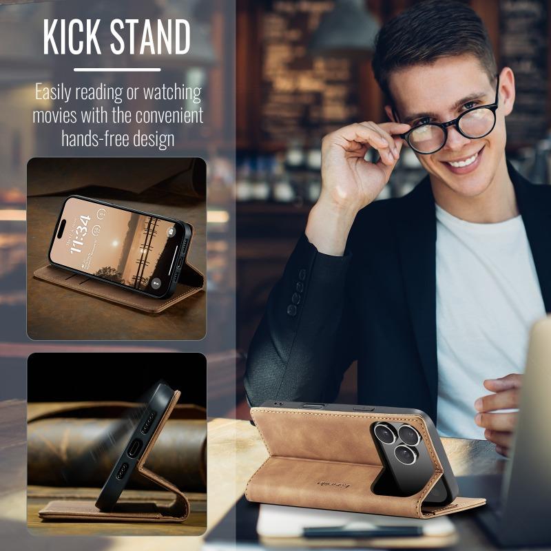 Smooth Leather Flip Case for Iphone 18 Promax 17E 17 Pro 16 PRO Max 15 Plus 14 13 12 Stand Leather Phone Cover Wallet Case