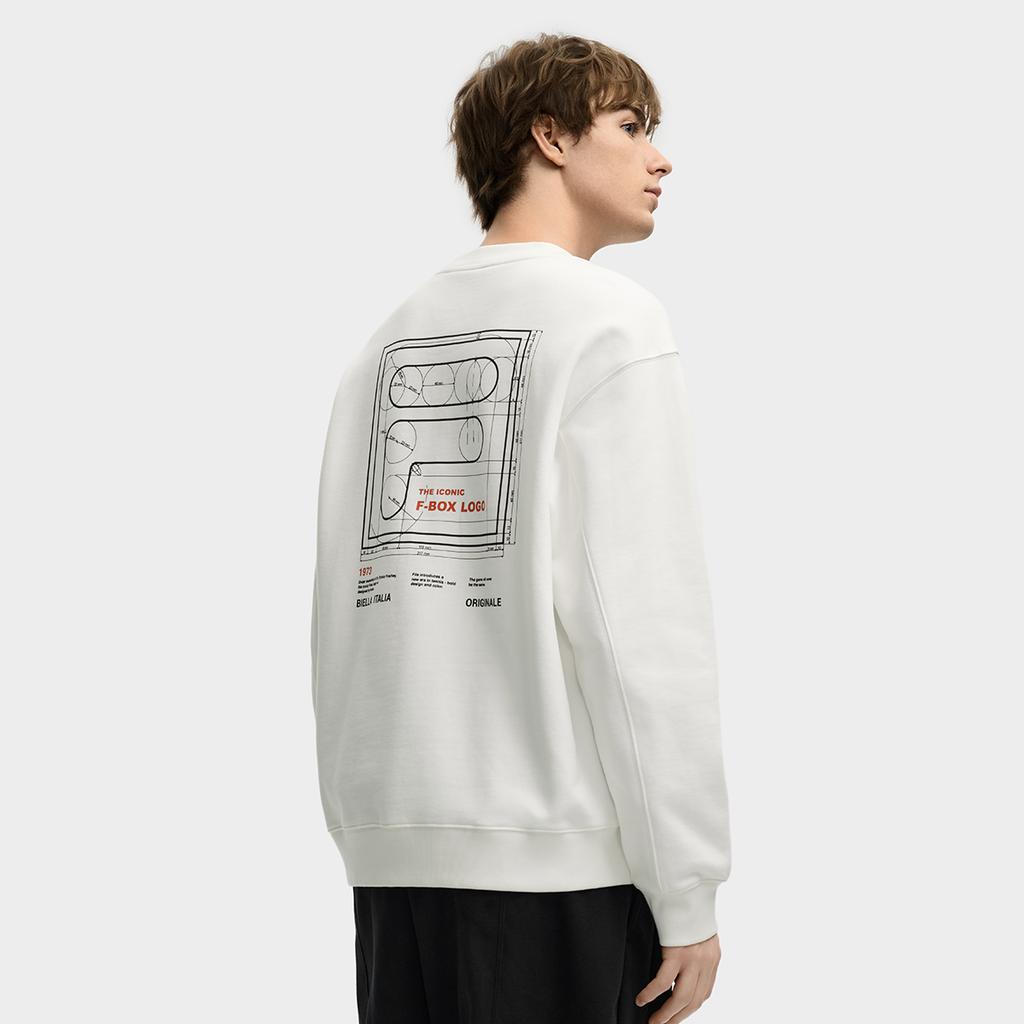 Fila Оригинальная Мода Классический Ретро Повседневный Универсальный Свободный Удобный Простой Пуловер Свитшот Мужской свитшот Белый F11M549202FWT