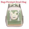 Nylon Preschooler Color Block Backpack With Cartoon Animal Pendant Small Bag