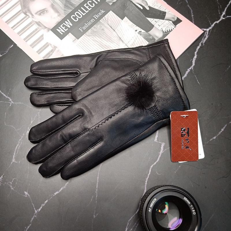 Женские перчатки из овчины и утолщенные бархатные зимние перчатки женские милые перчатки из меха кролика