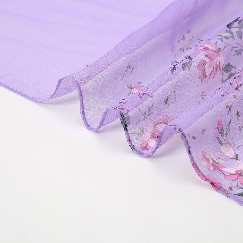 Хиджаб из жоржета с цветочным принтом, длинный шарф для женщины, мусульманская шаль, защита от солнца, накидка, женская пляжная повязка на голову, оптом 160*50см