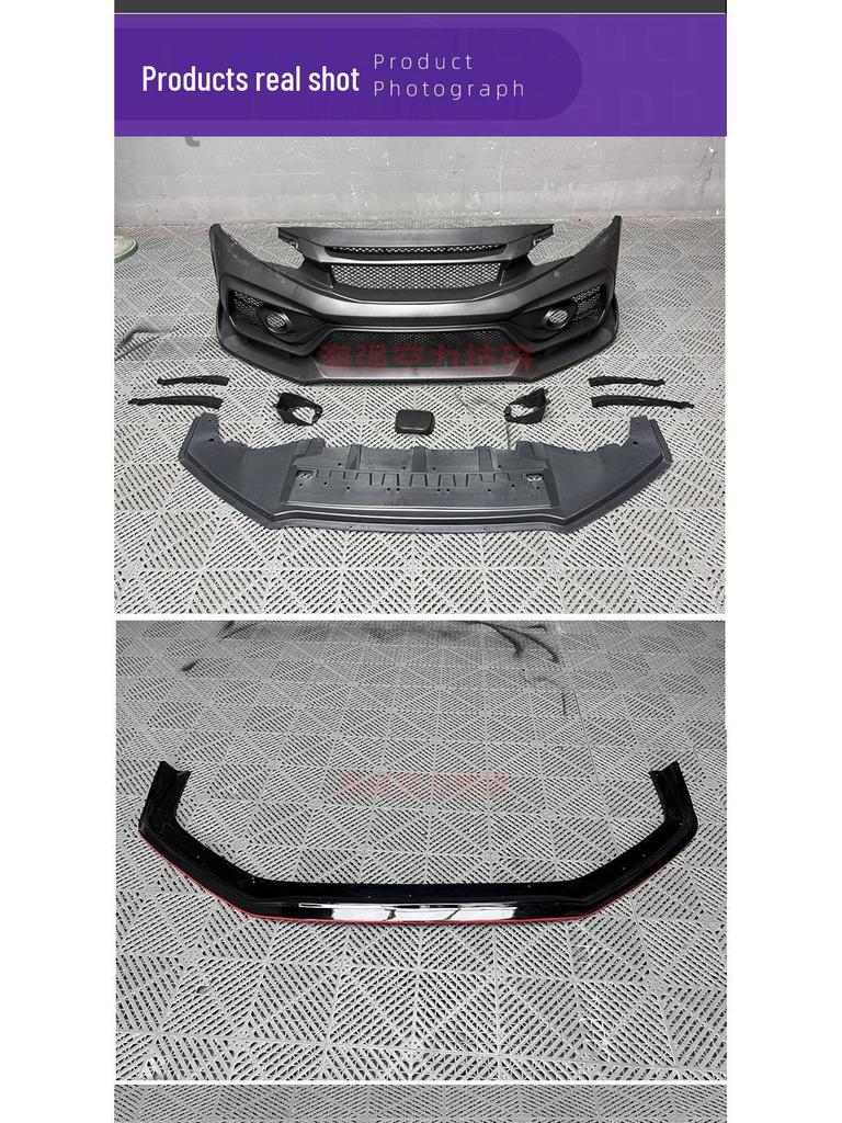 Полный боди-кит VS Style для Honda Civic FK8 Десятого Поколения (2015-2021): Губа переднего бампера, Пороги, Угловые накладки