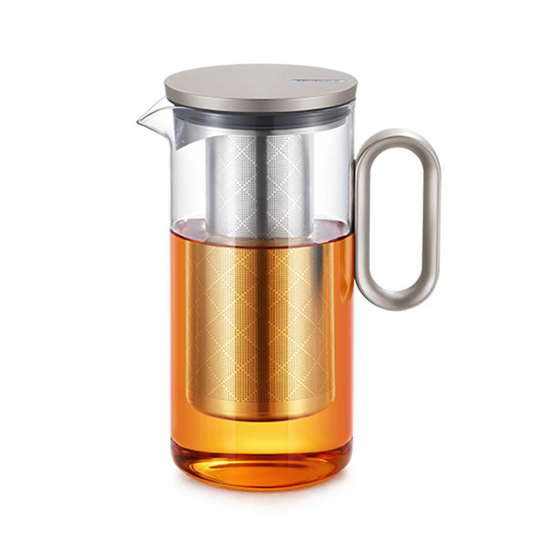 Samadoyo Heat-resistant Glass Tea Pot Aluminum Alloy Cup Lid Modern Tea Pot with Filter Screen Tea Pot Boiling Pot Tea Set 900ML