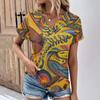 Fashion Women's T-Shirts Fashion Tops V-Neck Floral Print T Shirt Female Short Sleeve Top Casual Tees Summer Oversized Clothing