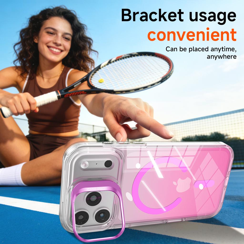Applicable to 16 gradient girly phone case iPhone 17 pro bracket transparent magnetic phone case