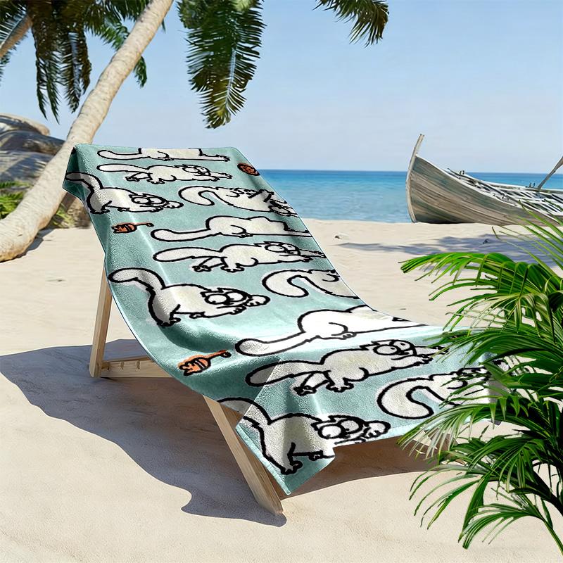 Simon's Cat Print Beach Towel, Large Soft Quick Dry Towel for Beach Camping Swimming