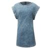 Women Casual Summer Sexy Round Neck Short Sleeve Slimming Loose Denim Dress