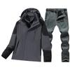 Mens 3-in-1 Waterproof Windproof Winter Hooded Jacket Set With Fleece Lining Removable Outer Shell