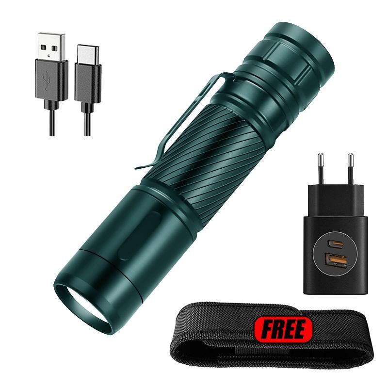 Mini Portable LED Flashlight Type-c Charging High Lumen Ultra Bright Emergency Lighting Lantern Outdoor Waterproof Camping Torch