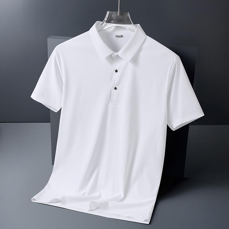 Men's Trendy Seamless Ice Silk Polo Shirt - Short Sleeve, High Quality, Lapel Design for Summer
