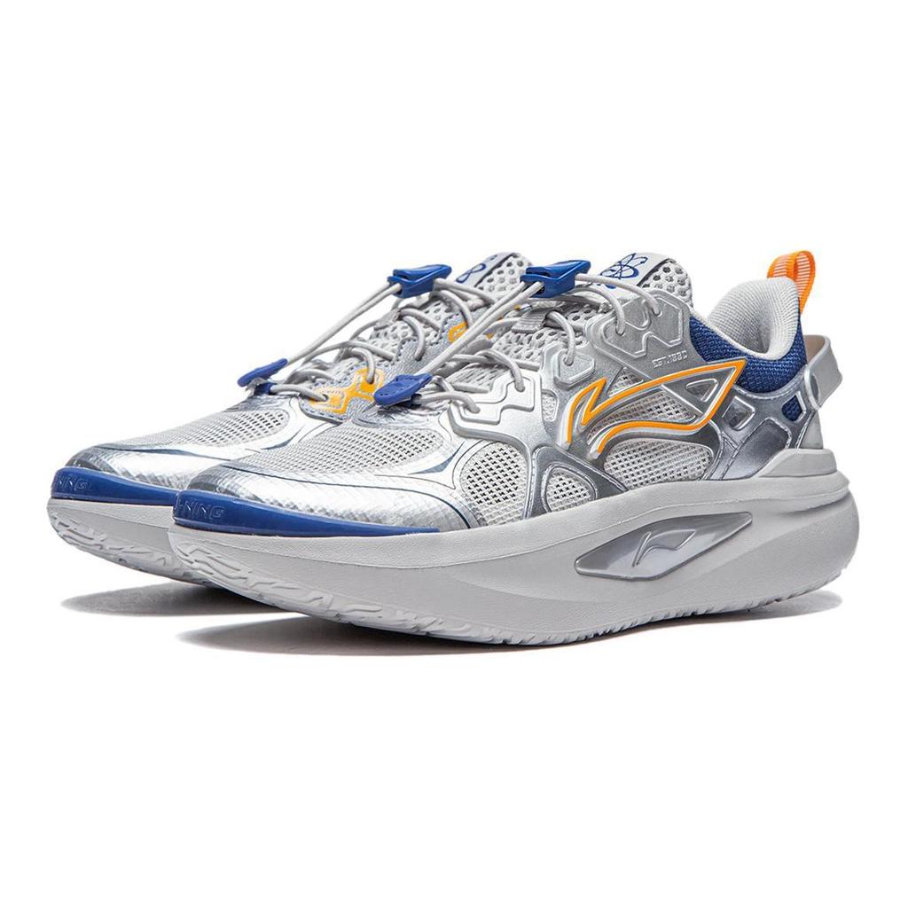 Li Ning Youth  Childrens Starry Comfortable Simple Non-Slip Wear-Resistant Casual Shoes Kids Casual Shoes Silver Blue Yellow YKCU142-3