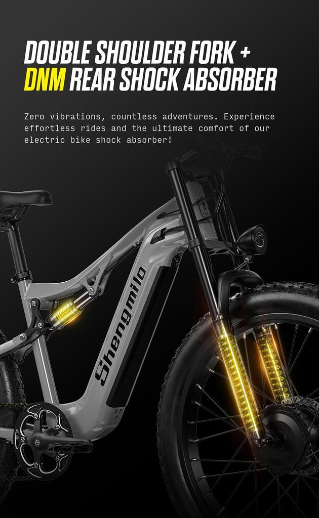 Shengmilo S600 Electric Bike - 2000W Dual Motor, Samsung 17.5Ah Battery, Shimano 7-Speed, Fat Tire 26×3.0 for All-Terrain Riding