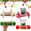 4Pcs Christmas Surprise Money Pull Pouch DIY Cash Pull Out Box with Ribbons Holiday Money Holder for Cash Gift Pull