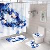 Занавеска для душа в ванной из четырех частей, цифровая печать, мраморная, водонепроницаемая, занавеска-перегородка для туалета, коврик для ванной
