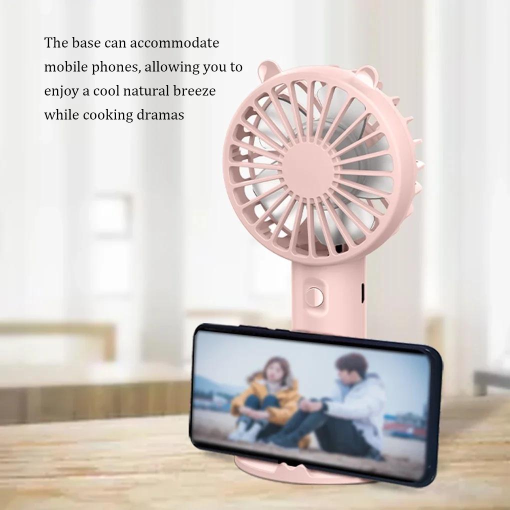 2025 Handheld Fan Portable USB Rechargeable Fans Desk with Base Small Makeup Eyelash Cooler Women Girls Outdoor Office Mini Fan