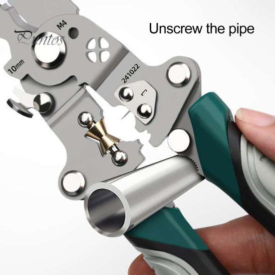 16 In 1 Foldable Wire Stripper Multifunctional Wire Crimping Stripping Cutting Tool Portable Stainless Steel Wire Stripper for Electricians DIY