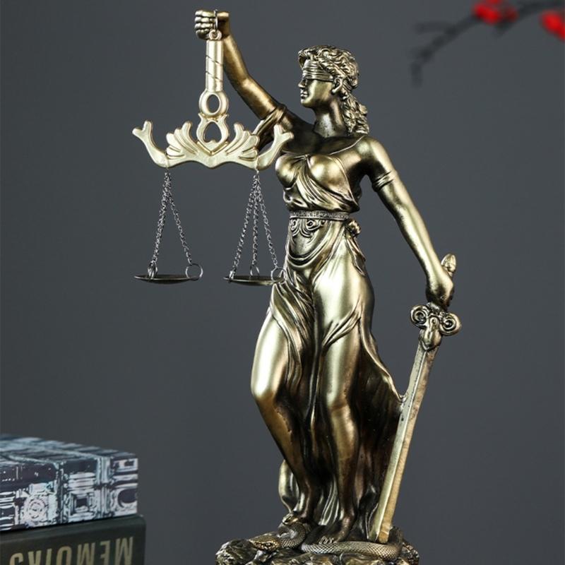 Скульптура Богини Правосудия Женщина-Закон с повязкой на глазах Фигурка из смолы Статуэтка Женщины-Справедливости с весами для адвокатов Декор Подарок
