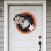 Halloween Wreath Plaid Bow Ribbon Artificial Wreath, Festival Garland Decoration