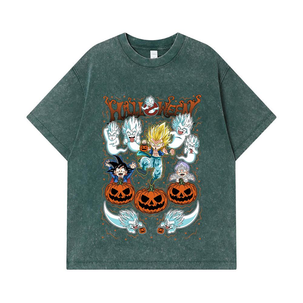 275 GSM Washed T-shirts 100% Cotton Dragon Ball V43 Gotenks Halloween Print Unisex Heavy Cotton T Shirt