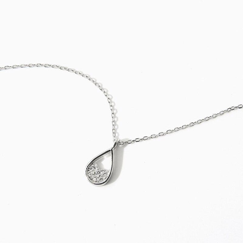 925 Sterling Silver Waterdrop Necklace for Women Shiny CZ Clavicle Chain Charm Necklaces Party Jewelry New