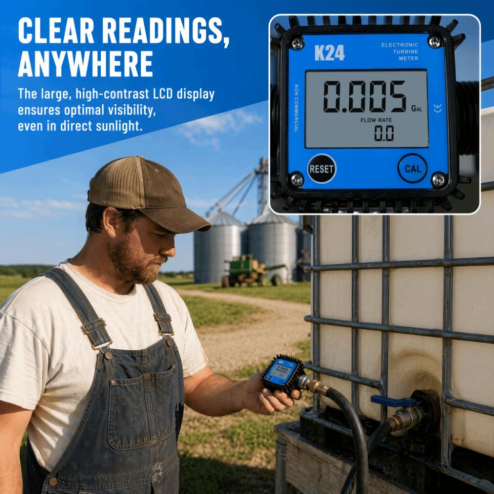 High Accuracy Digital Flow Meter Plastic External Thread High Precision Flowmeter Diesel Measuring
