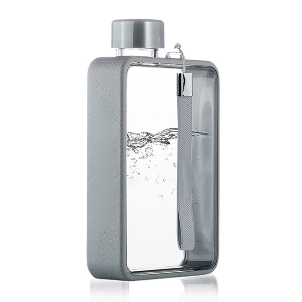 Спортивная плоская бутылка для воды, портативная дорожная фляга, бутылка для воды для занятий спортом на открытом воздухе, фитнеса, черная