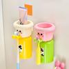 Cartoon Toothbrush Cup Holder Wall Mounted Storage Rack Space Saving Magnetic Upside Down Mouthwash Cups No-Drill Bathroom Organizer