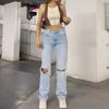 Женские модные джинсовые брюки, прямые джинсы с высокой талией, синие брюки, хлопковые джинсовые женские джинсы