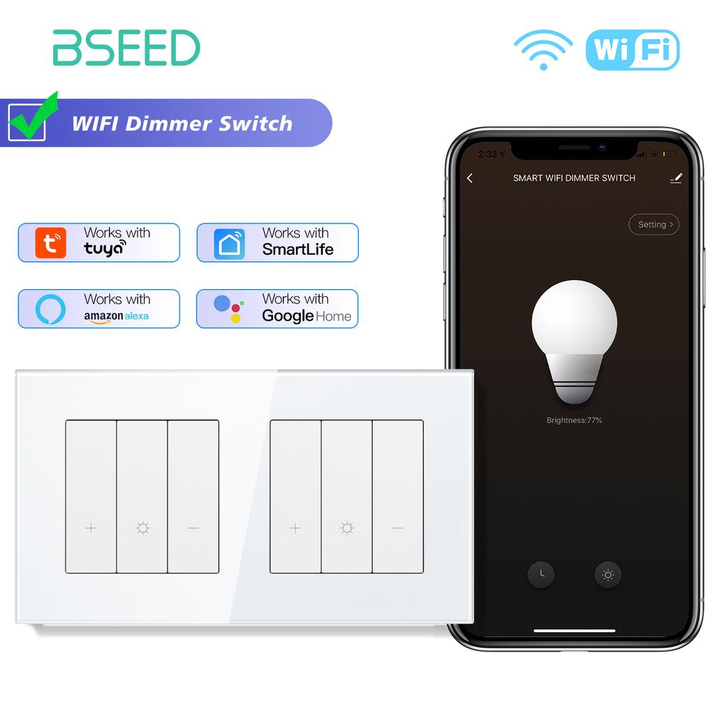 BSEED WiFi Выключатели света Умные диммируемые выключатели Управление приложением Tuya Smart Life Плюс розетки ЕС USB Type-c Без WiFi Белый