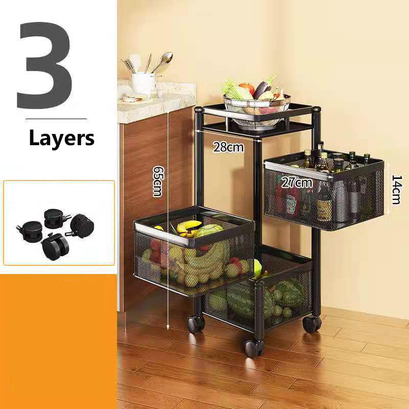 Многослойная поворотная полка из нержавеющей стали на 360 градусов, корзина для хранения фруктов и овощей, напольная круглая полка, кухонный органайзер