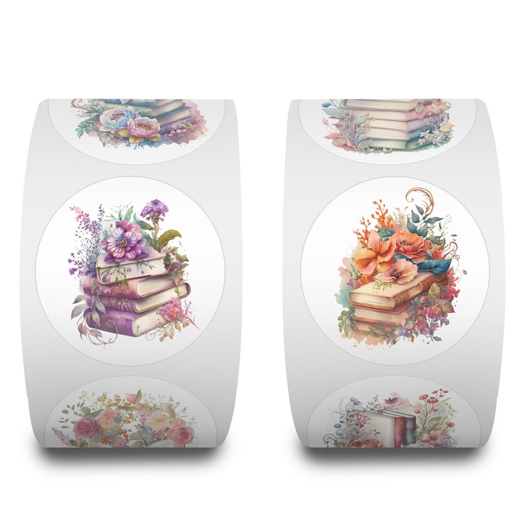 500 наклеек/рулон Книги, Цветы, Рулоны, Рулоны, Лента Наградные детские наклейки, Креативная лента для блокнота