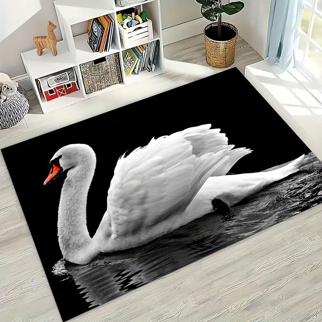 Ковер Мультфильм Искусство Лебедь Мечты Любви для Спальни Гостиной Дивана Домашний Декор Придверный коврик, Большой Детский Игровой Нескользящий Напольный Коврик Подарок