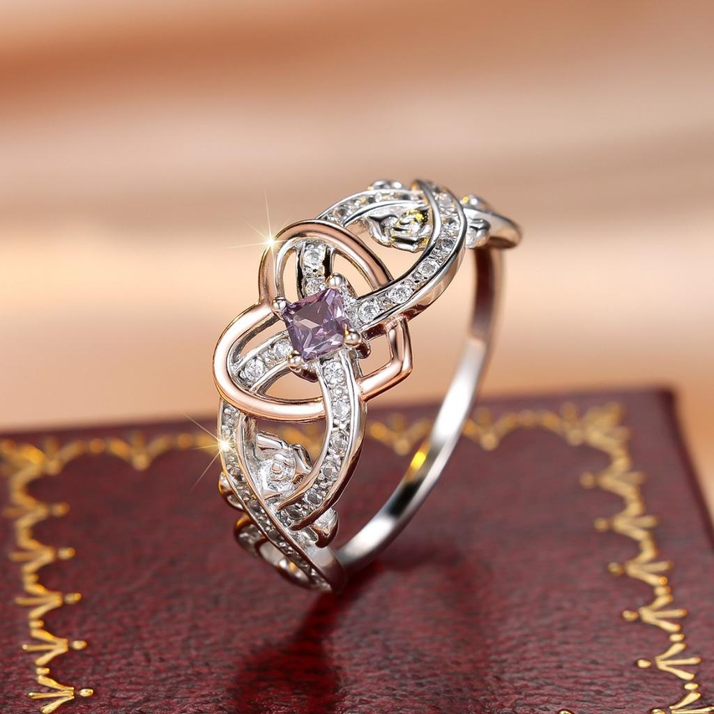 S Sterling Silver Sterling Silver White Diamond Rose Gold Love Ring Full Body Silver Ring Hot Selling Wedding Ring