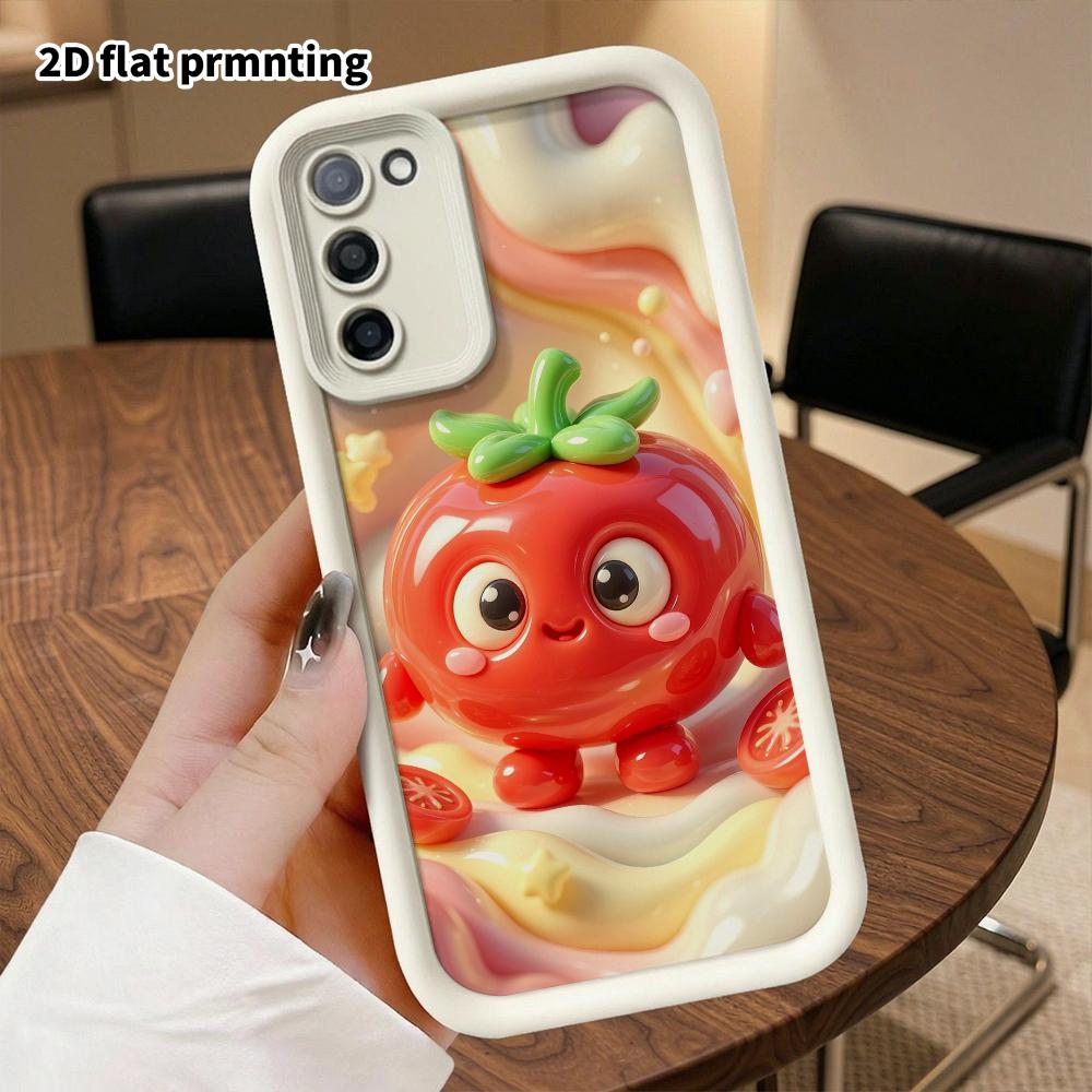 Phone Case: 2D flat, fits Samsung Galaxy A34 A35 M05 M06 S20 S22 S21 FE Plus 5G, cartoon little tomato character, perfect Christmas and Halloween holi