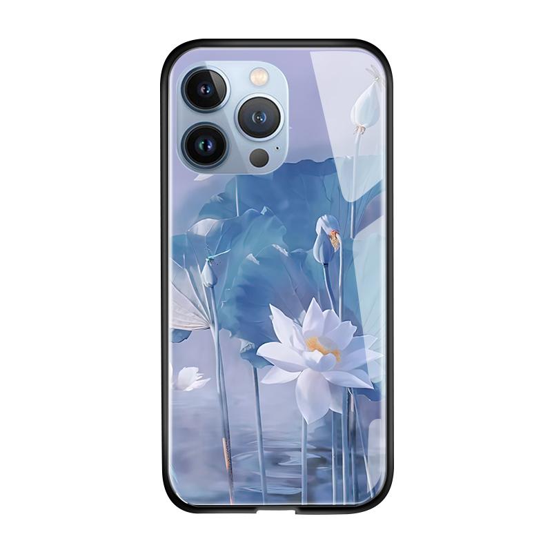 Чехол для телефона из закаленного стекла для iPhone 11 12 13 14 15 16 17 Redmi 10 12 14C Note10 Note14 Xiaomi 11Lite PocoC75 Мягкий край Ударопрочный Гладкий чехол