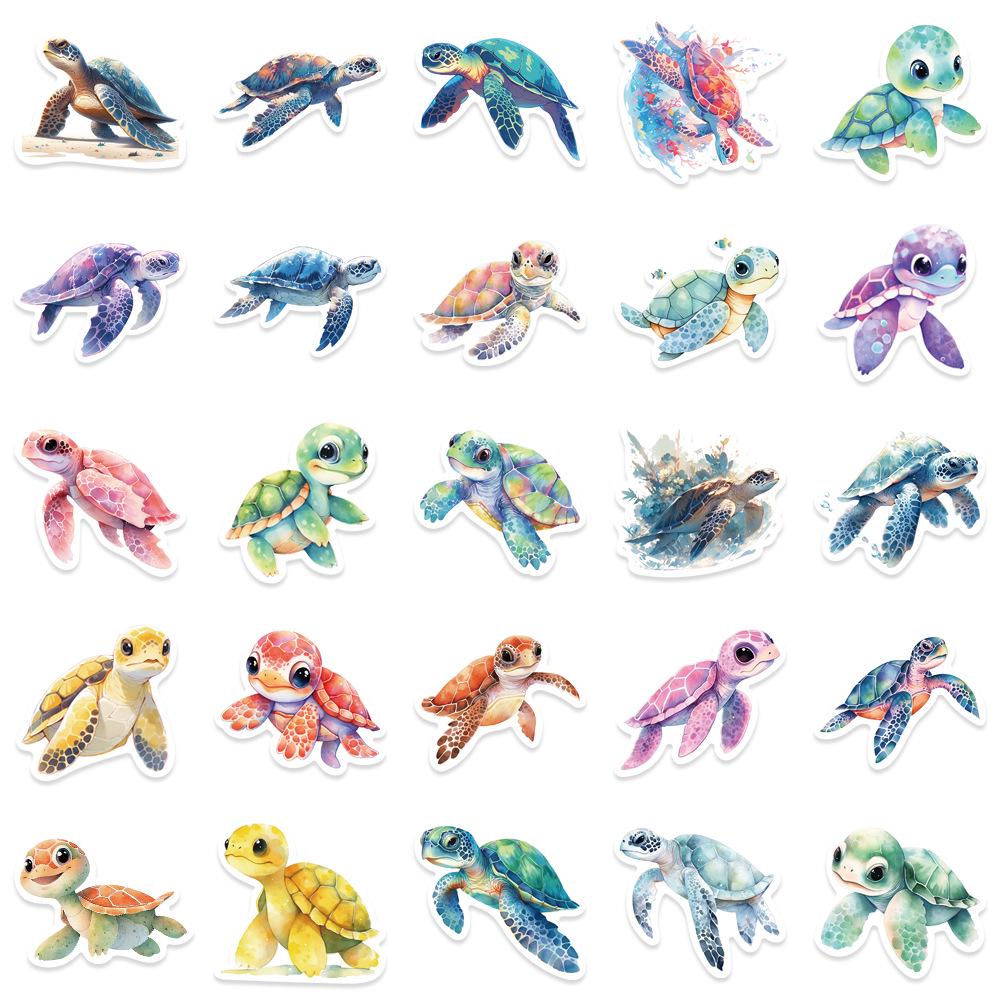 Красочные мультяшные наклейки с черепахами - 50 водонепроницаемых виниловых дизайнов для DIY и украшения