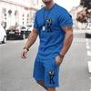 Summer Men's Suit Casual Fashion Printed T-shirt + Beach Shorts Suit Men's O-neck T-shirt 2 Pieces Pant Closure Type Style
