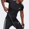 Adidas Футболка Techfit 3-Stripes Training, черная, унисекс, уличная одежда HD3525