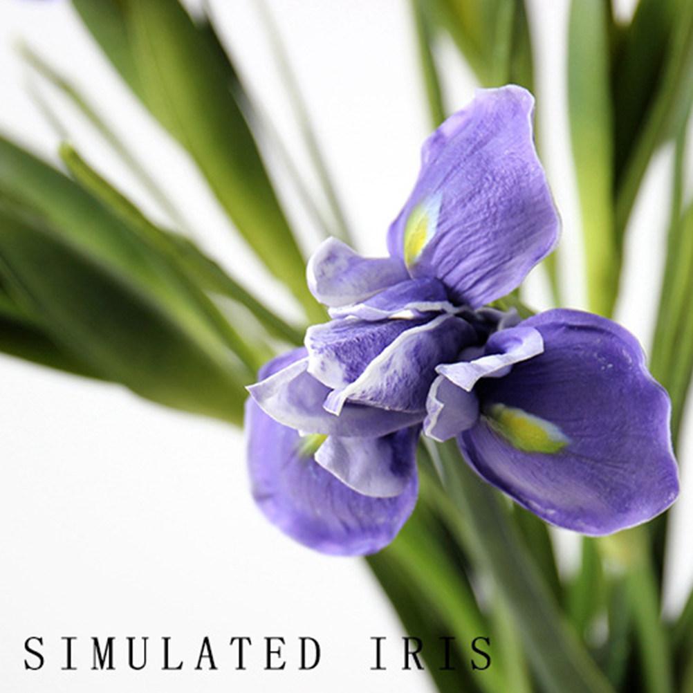 1Pcs Smooth PU Iris Flower High Detail Simulation Artificial Flower with Flexible Plastic Stem Wedding Decoration Party Garden