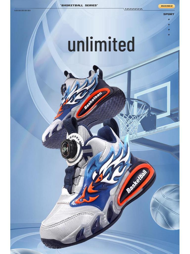 Трендовые кожаные баскетбольные кроссовки для мальчиков Осень/Зима 2025 - Прочные, Нескользящие, Мягкая подошва для детей