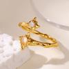 Zircon Flower Rings For Women Gold Double Flower Adjustable Stainless Steel Ring Wedding Party Christmas Jewelry Gift