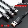 Andmai 100W Multi-Head Fast Charging Cable, Compatible with Apple, Three-in-One Design for Car Use.