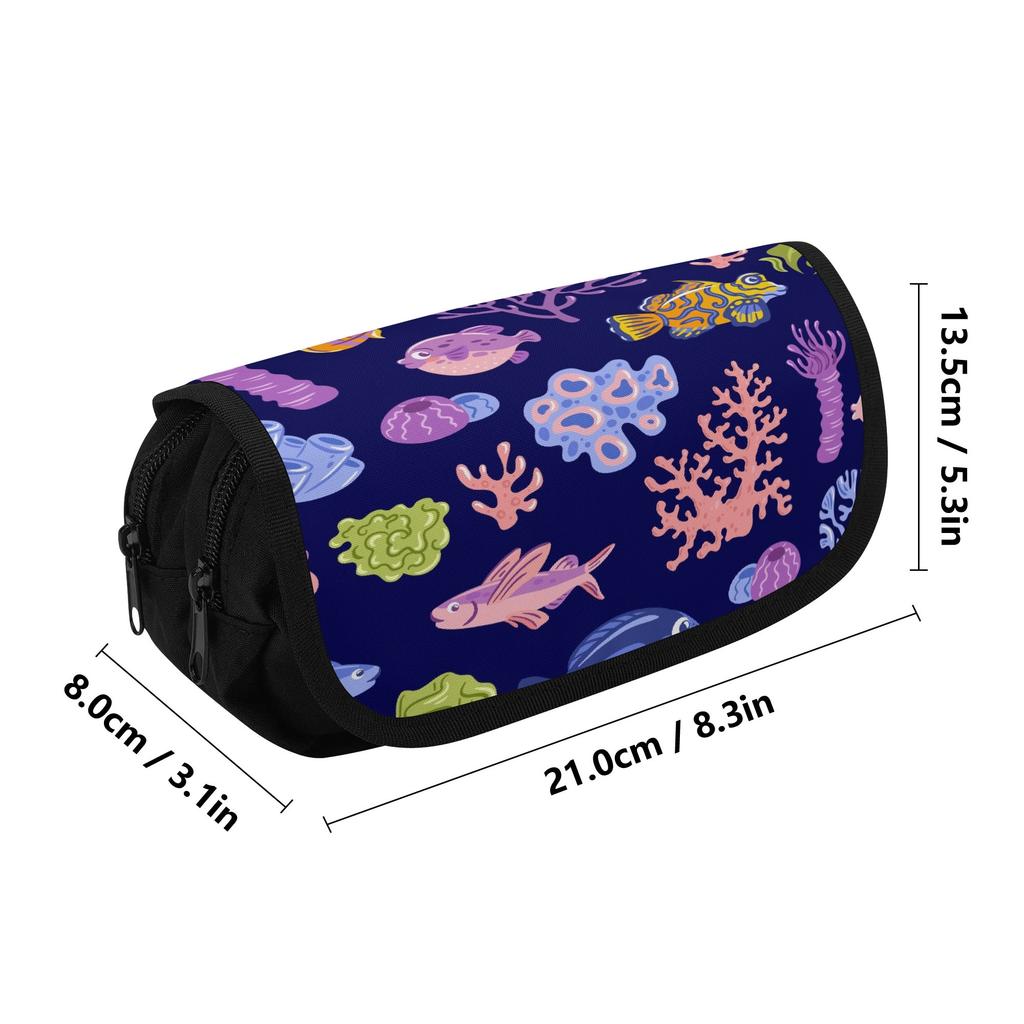Pen Case 300D Polyester Spacious Storage Metal Zipper with Two Spacious Sections for Pens Stationery and Earphones for Students
