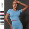 Short Sleeve Yoga Shirts Women Fitness Sports Crop Top Seamless Quick Dry Running T Shirts