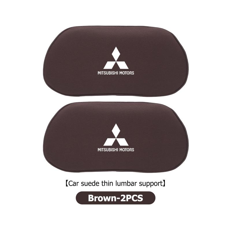 dnsh2 For Mitsubishi Car Logo Suede Seat Non-slip Back Cushion Lumbar Pad Waist Protection Mat Outlander Lancer Cross Colt Xpander