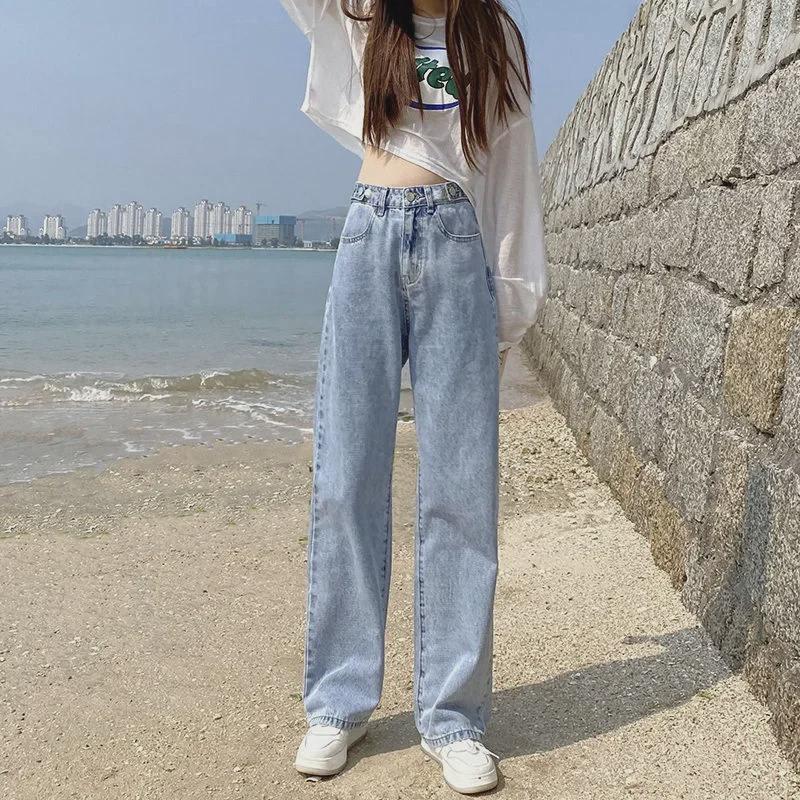 Женские широкие джинсы с высокой талией и множеством пуговиц, регулируемые, для осени/зимы