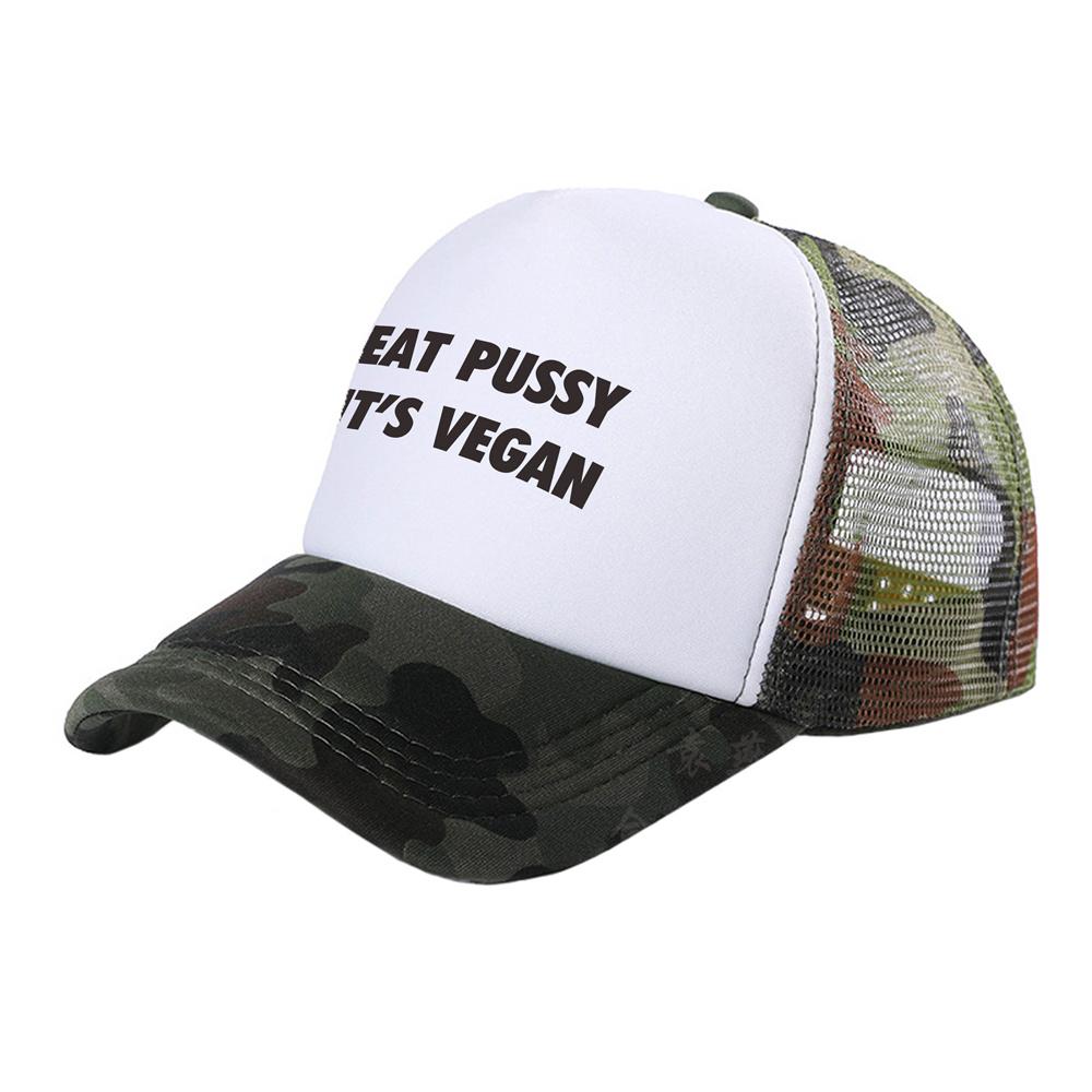 Кепки Eat Pussy It Vegan Trucker, унисекс, забавная шляпа, бейсболка, крутые летние унисекс, сетчатые кепки MZ-467