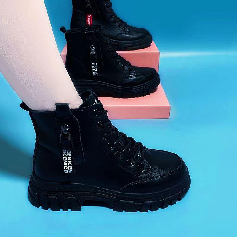 Spring and Autumn Women's English Style Boots Fashion Women's Actually Boots Knight Boots Black Women's Boots