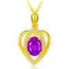 Gold -Plated Peach Heart -Shaped Colored Gem Pendant Neckmeter Amethyst Simple Heart -Shaped Pendant Color Treasure Short Clavicle Chain